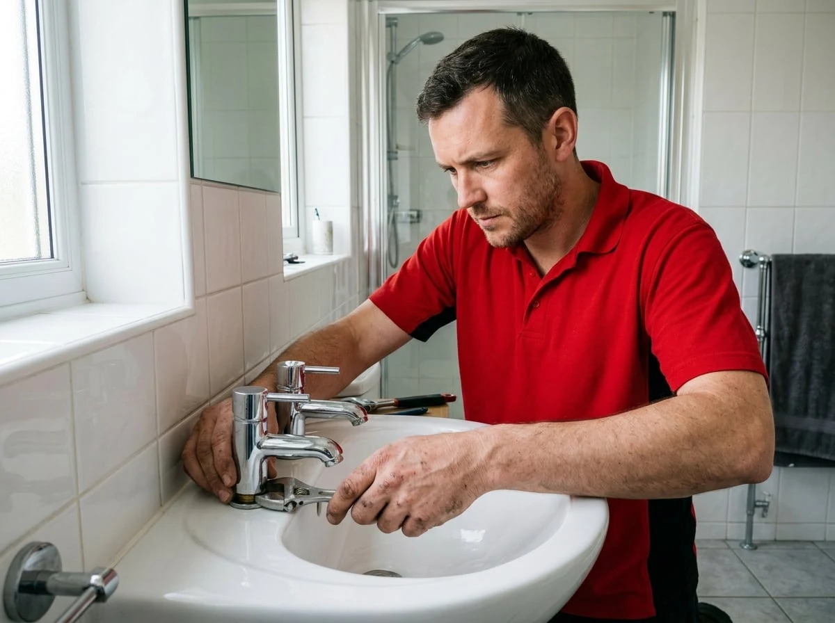 Chiswick Plumbers 247 engineer fitting a new bathroom in Chiswick
