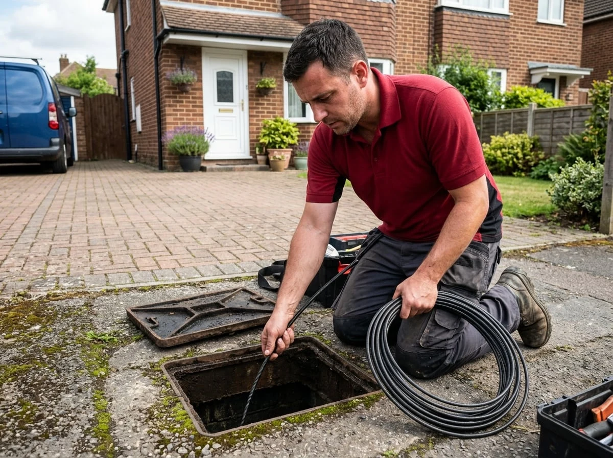 Chiswick Plumbers 247 drainage engineer clearing a blocked drain in Chiswick