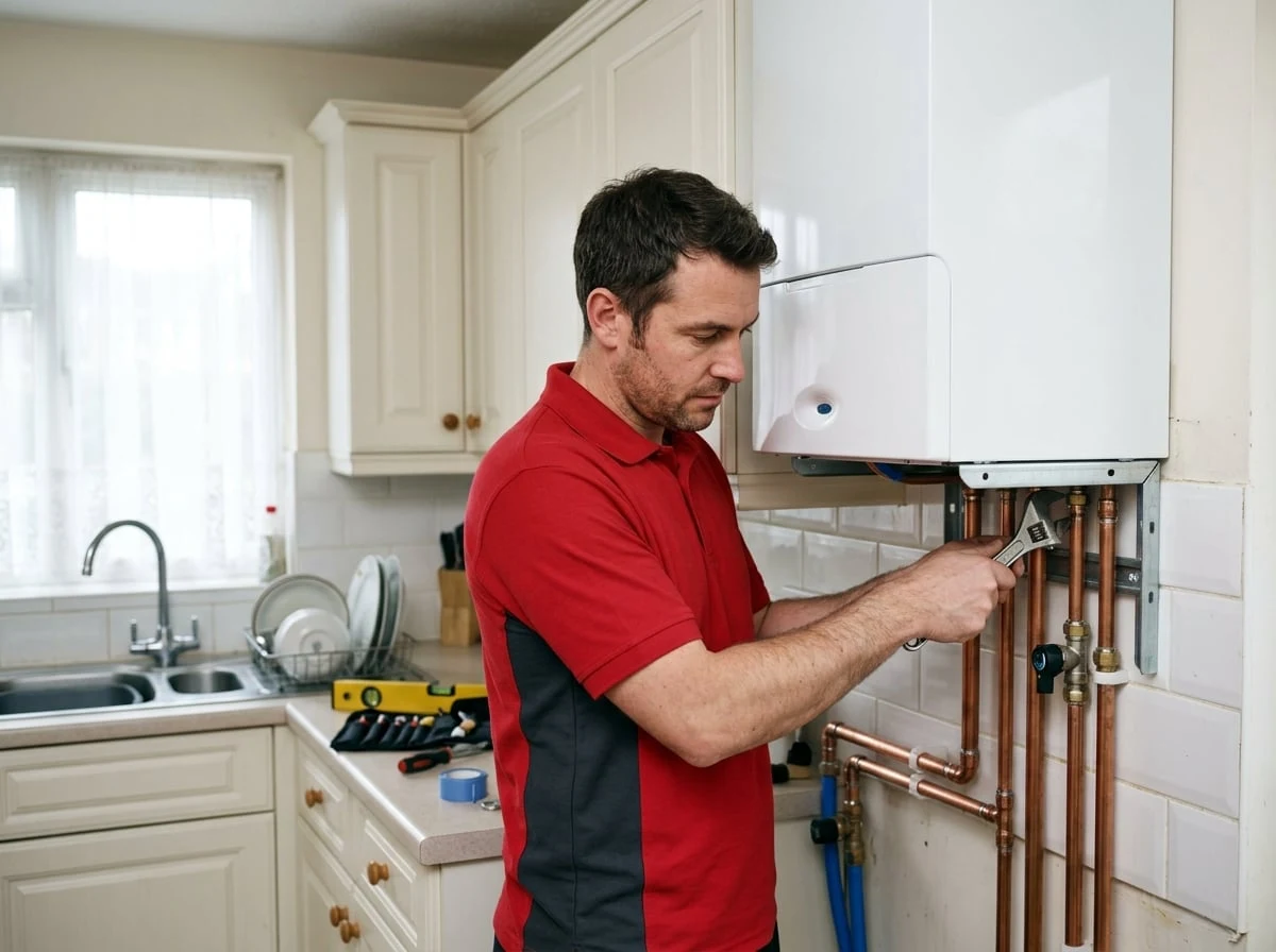 Chiswick Plumbers 247 engineer installing a new combi boiler in Chiswick